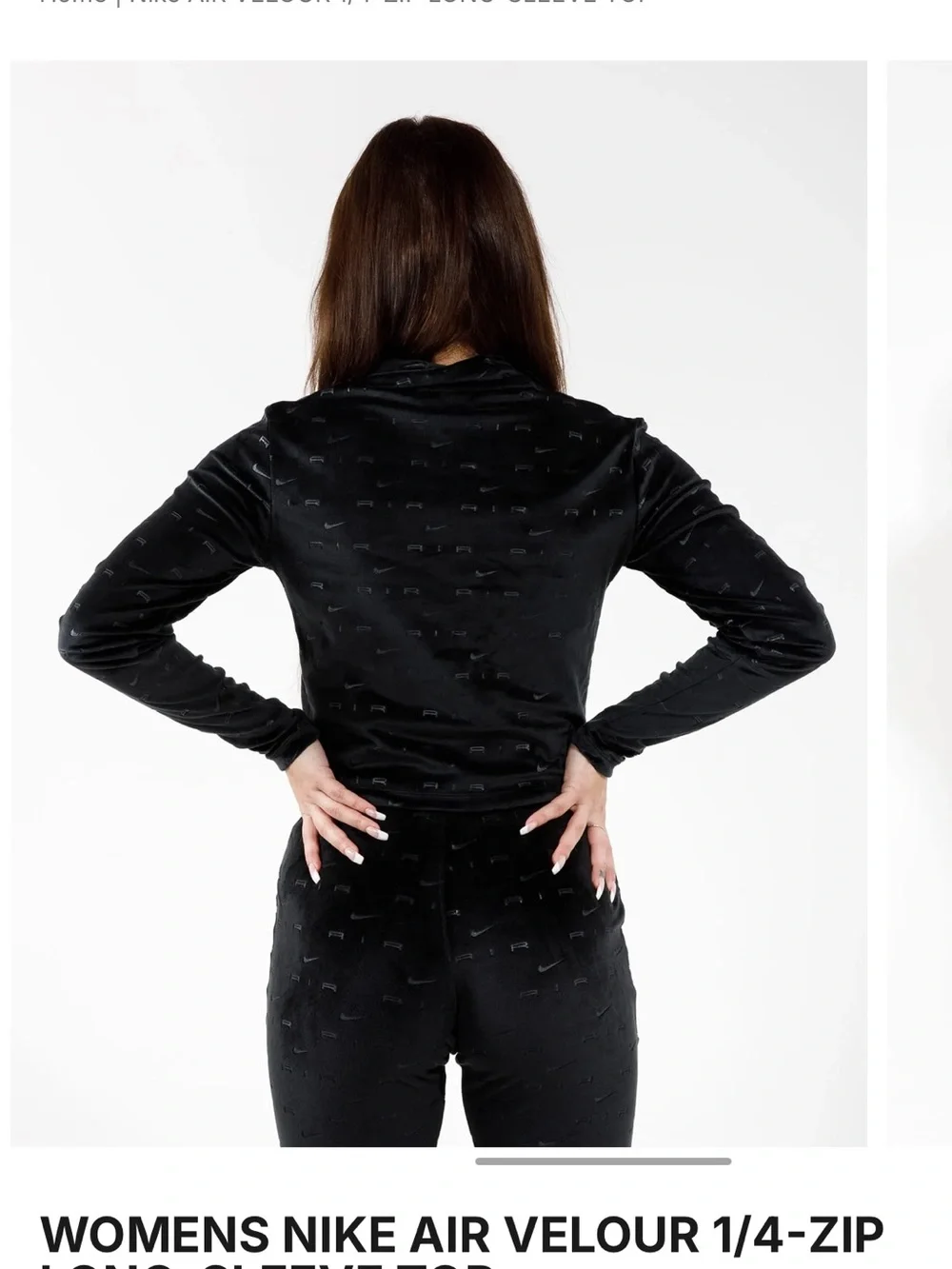 Nike Air Velour Embossed Logo 1/4 Pullover. Cropped. Sporty. EUC. SZ3X. Lounge